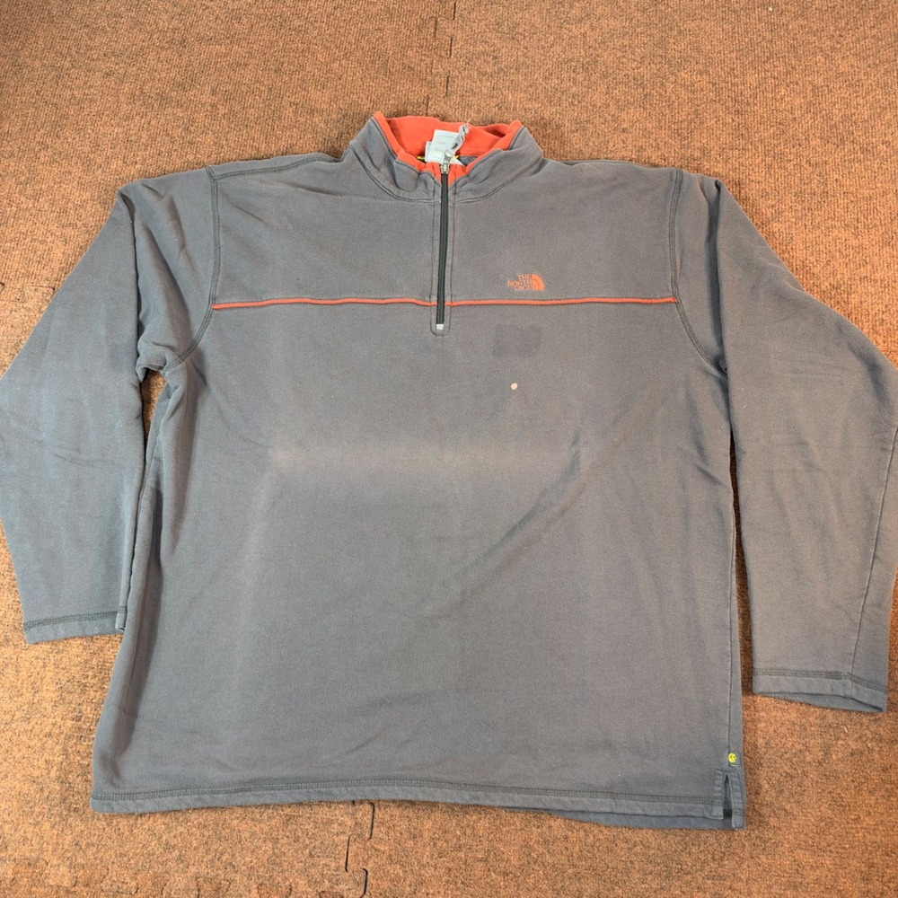 The North Face A5 Series Quarter Zip Pullover Mens XL Gray Orange Logo faded
